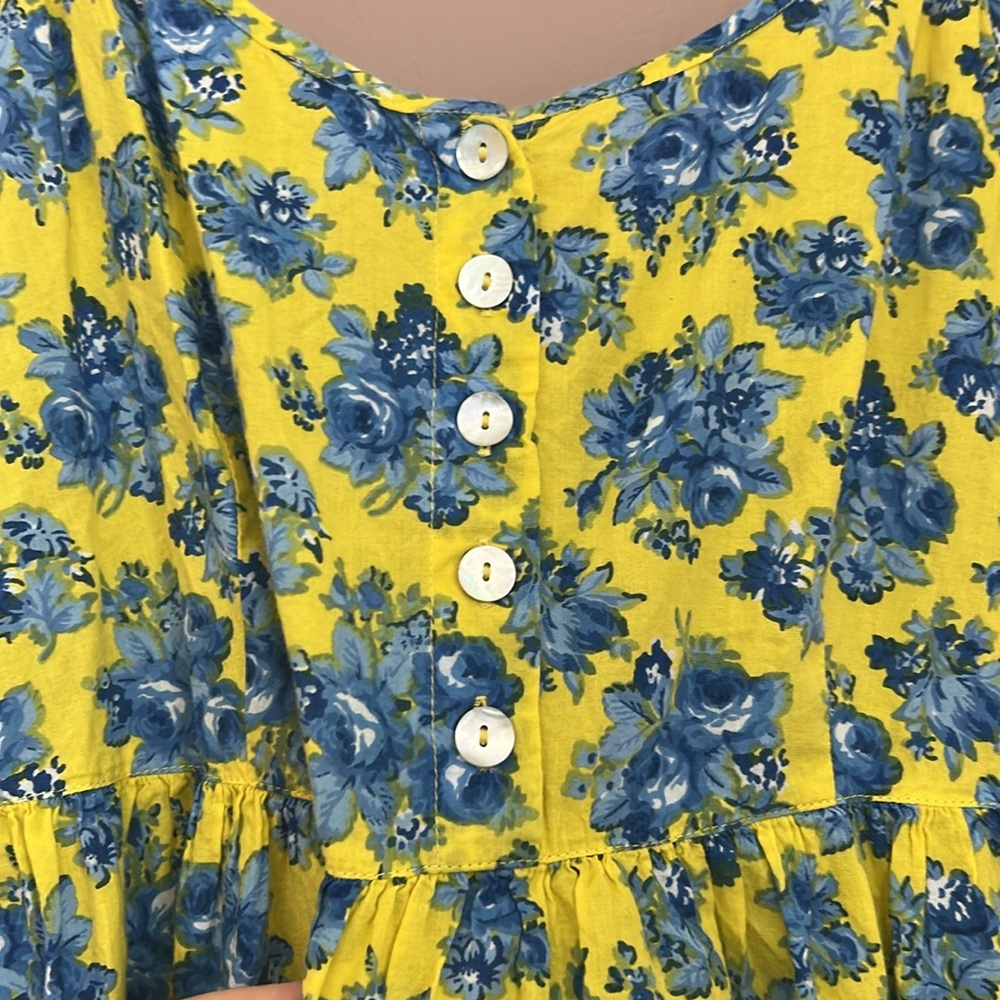 April Cornell Floral Blue Sleeveless Boho Adjustable Straps Maxi Dress Size S - Picture 5 of 10